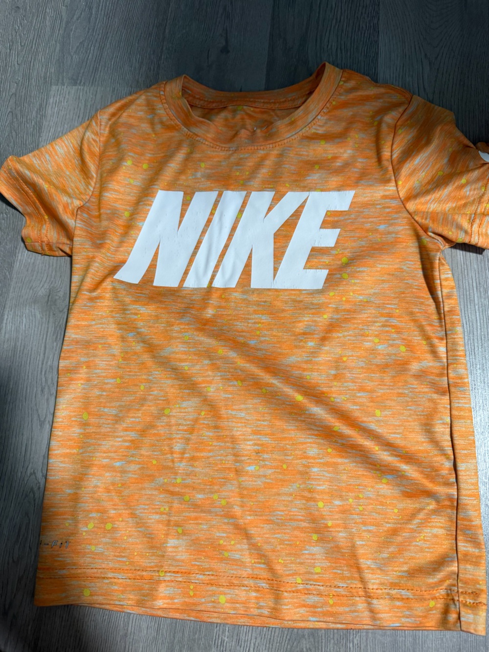 Nike Orange Heather Tee with White Logo and Yellow Speckles